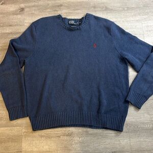 Vintage Polo Ralph Lauren Men's XL Dark Blue Crewneck Pullover Knit Sweater